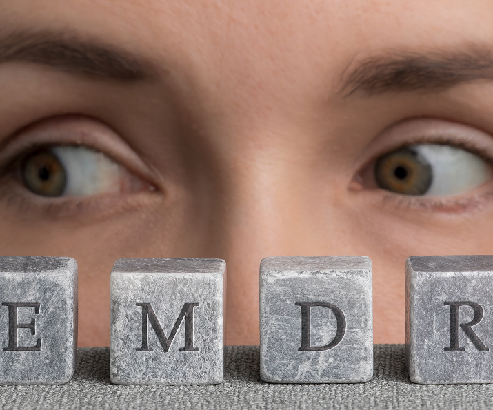Eyes looking at EMDR letters